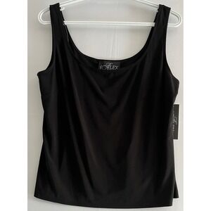 Alex Evenings Black Scoop Neck Camisole Tank Top Shell - Size Medium - NWT